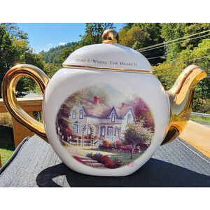 Thomas Kinkade Teapot Painter Of Light, Home Is Where The Heart Is ll